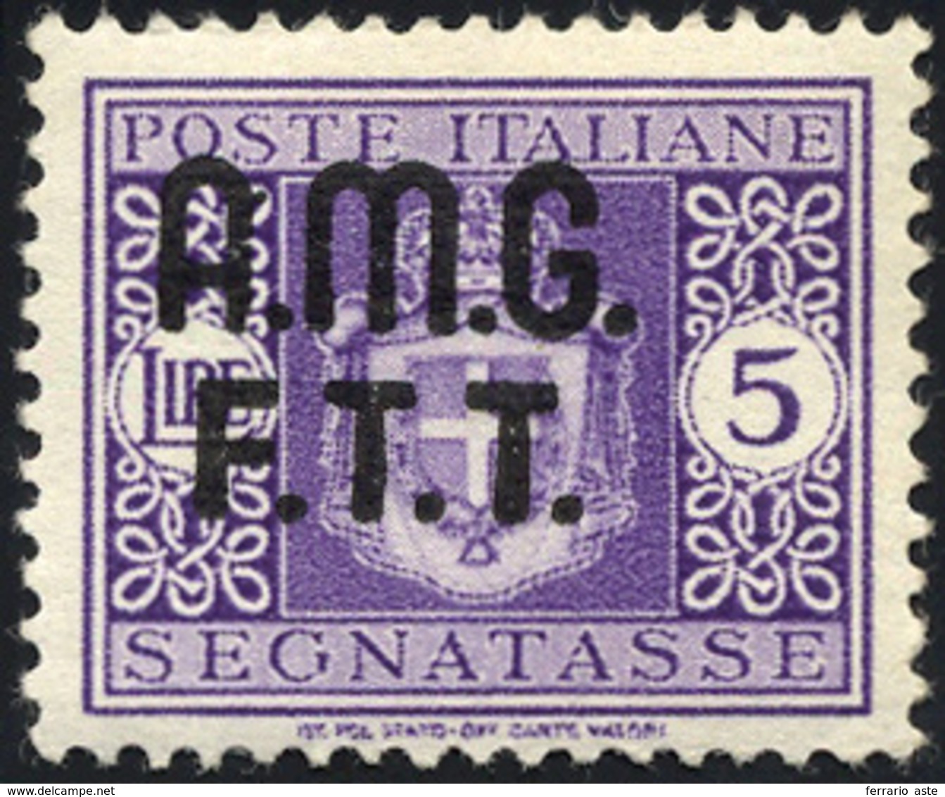 1507 SEGNATASSE 1947 - 5 Lire, Senza Filigrana (4A), Gomma Originale, Perfetto. Raro.... - Other & Unclassified