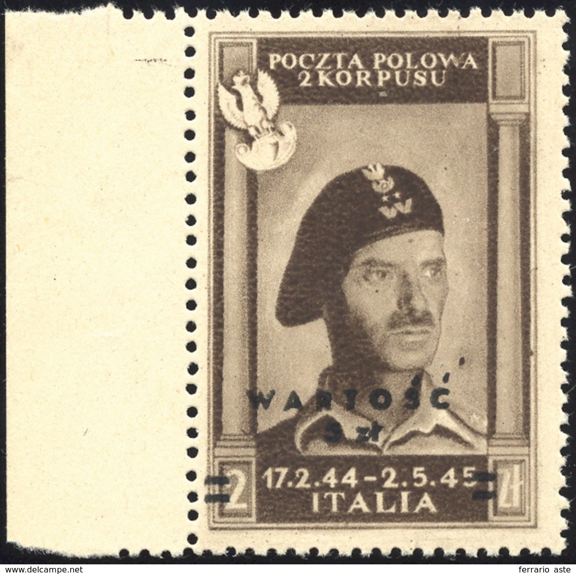 1545 POSTA AEREA 1946 - 5 Z. Su 2 Z. Bruno Nero (2), Bordo Di Foglio, Senza Gomma Come Sempre, Perfetto E... - 1946-47 Corpo Polacco Period