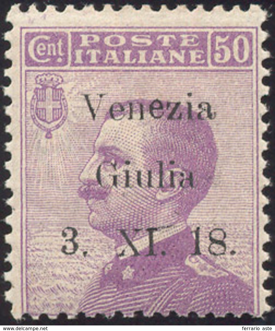 1558 VENEZIA GIULIA 1918 - 50 Cent. Soprastampa Di Saggio (S1), Gomma Originale Integra, Perfetto. Raro! ... - Otros & Sin Clasificación