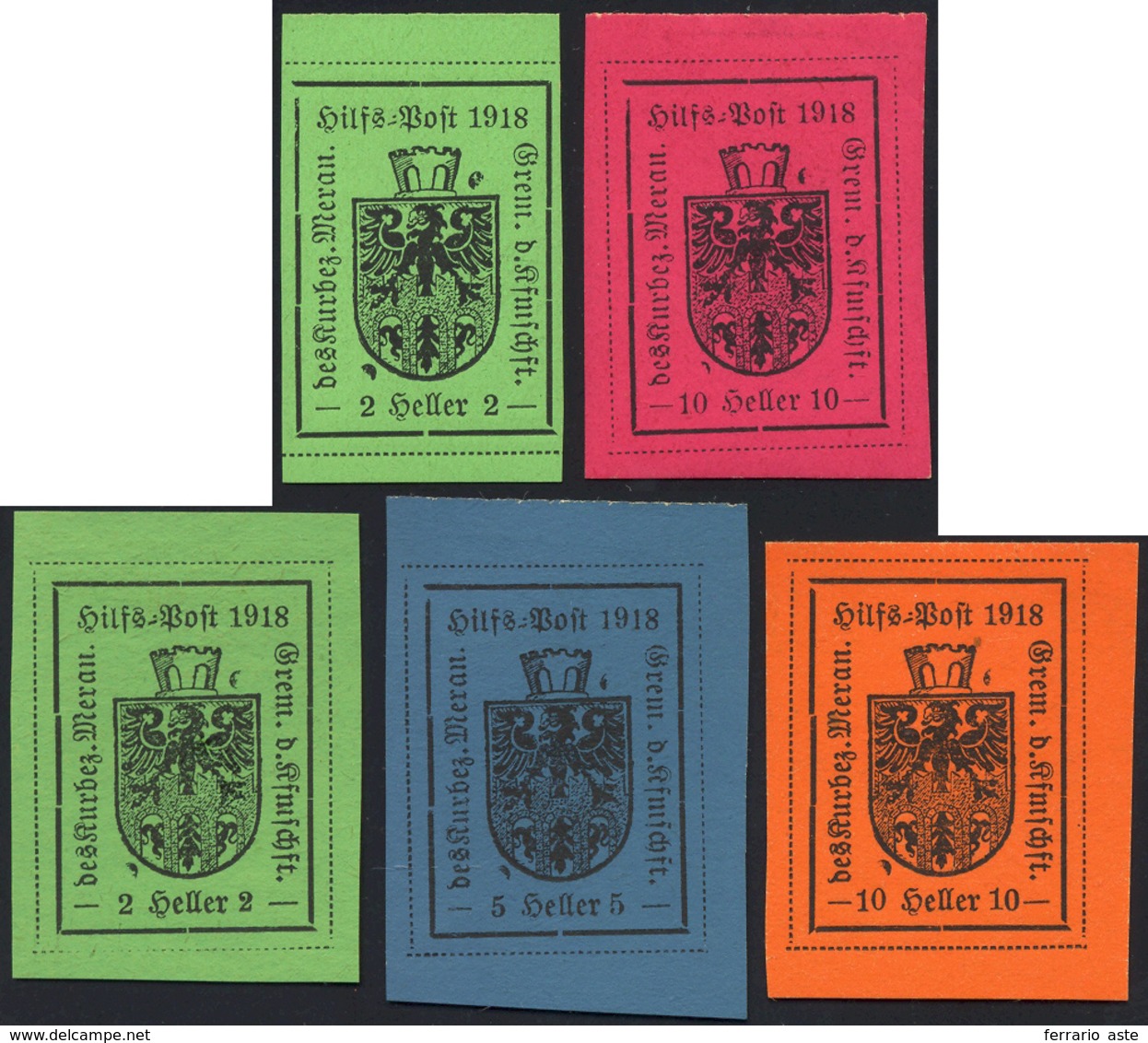 1564 MERANO 1918 - Seconda Emissione, I E IV Tipo (4/5,10/12), Gomma Originale Per Il N. 5, Integra Per I... - Andere & Zonder Classificatie