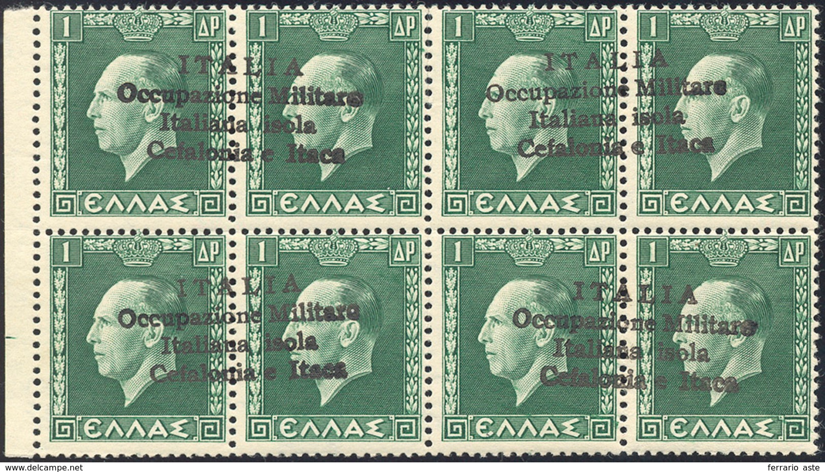 1595 CEFALONIA E ITACA - EMISSIONE DI ARGOSTOLI 1941 - 1 + 1 D. Giorgio II, Soprastampa "isola" A Mano (4... - Otros & Sin Clasificación