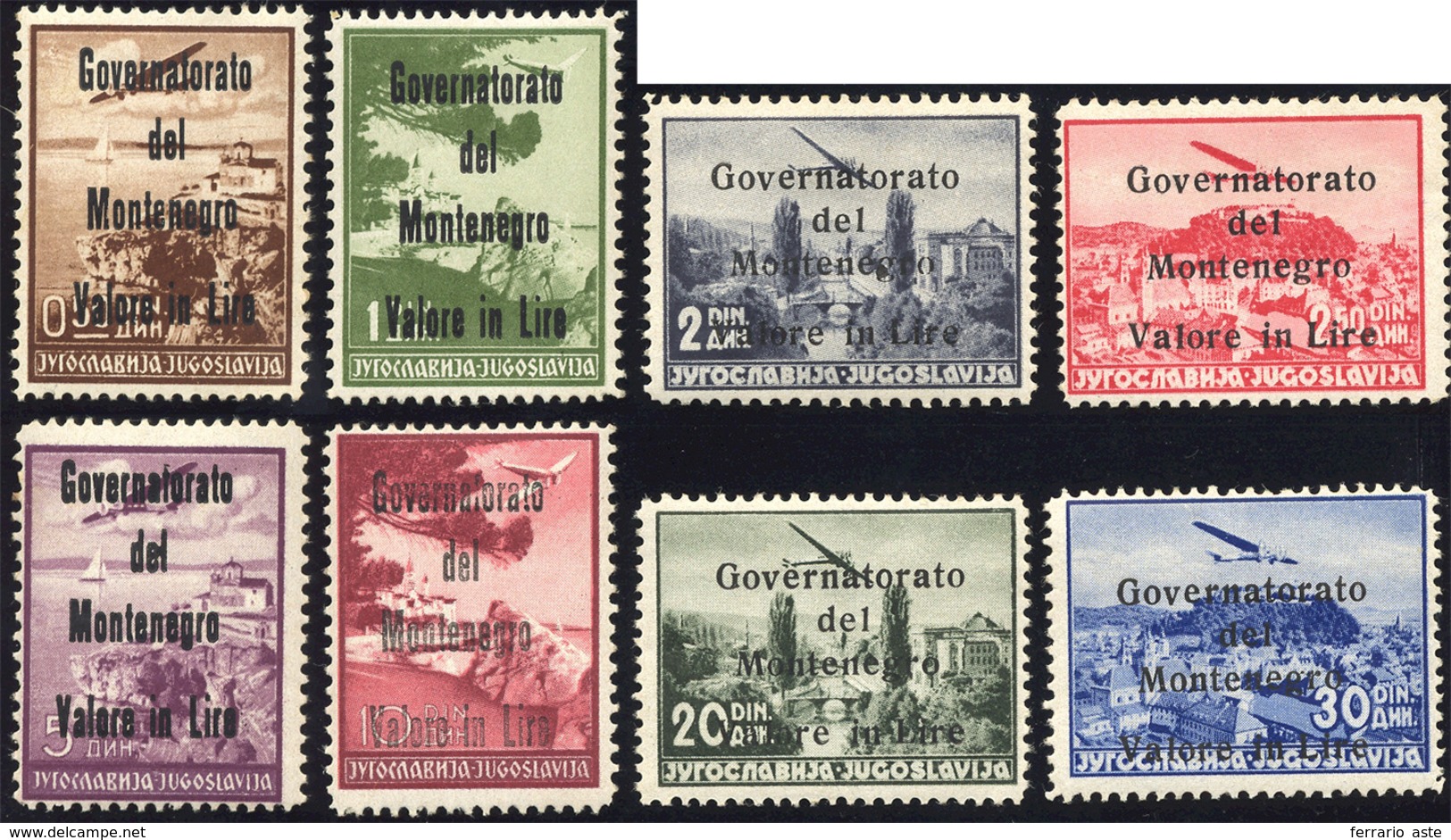1605 MONTENEGRO POSTA AEREA 1942 - Soprastampati Governatorato Del Montenegro In Nero (10/17), Gomma Inte... - Andere & Zonder Classificatie