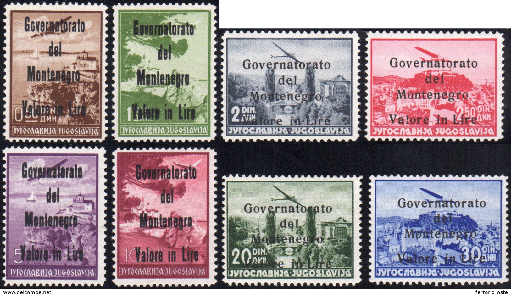 1606 MONTENEGRO POSTA AEREA 1942 - Soprastampati In Nero (10/17), Gomma Integra, Perfetti.... - Other & Unclassified