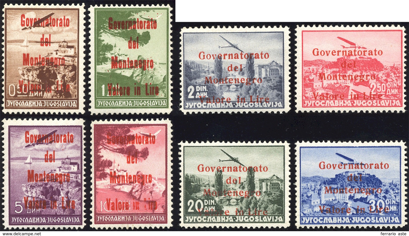 1607 MONTENEGRO POSTA AEREA 1942 - Soprastampati Governatorato Del Montenegro In Rosso (18/25), Gomma Ori... - Sonstige & Ohne Zuordnung