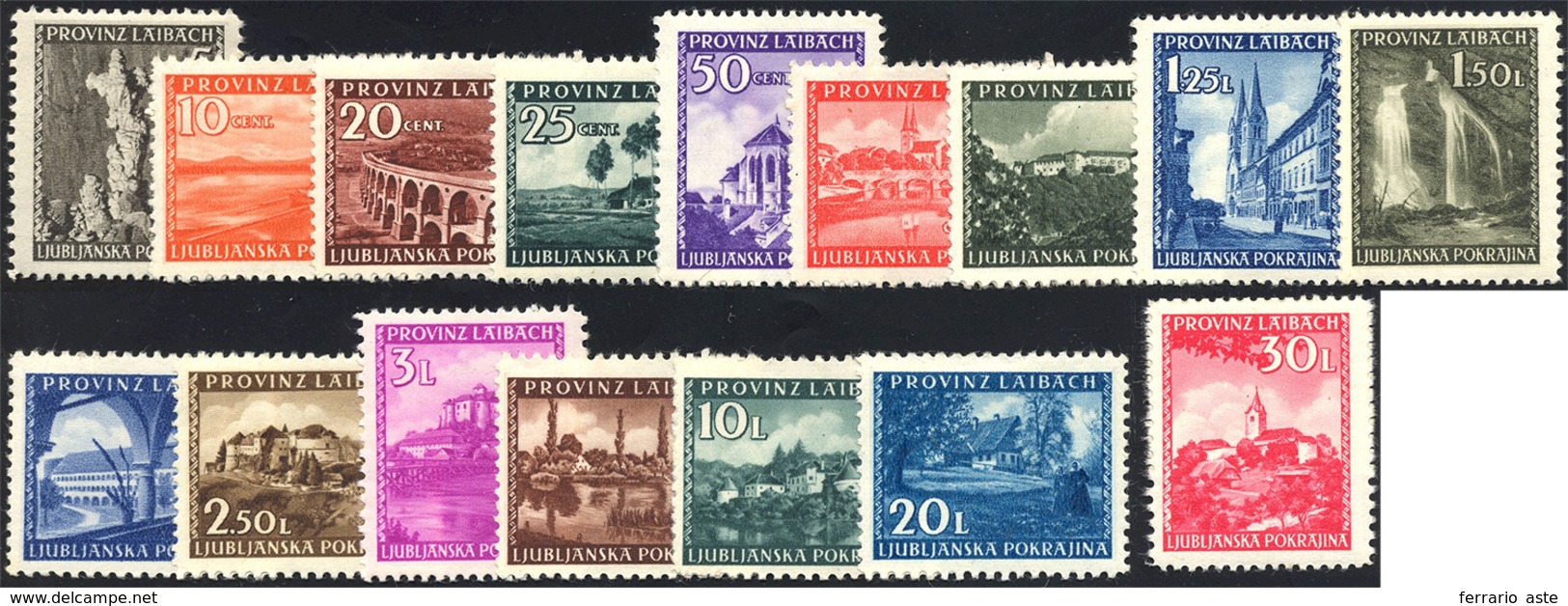 1625 LUBIANA 1945 - Vedute (36/51), Gomma Integra, Perfetti.... - Altri & Non Classificati