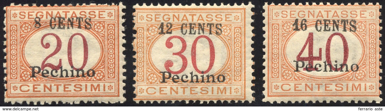 1672 PECHINO SEGNATASSE 1918 - 8 Cent. Su 20 Cent., 12 Cent. Su 30 Cent., 16 Cent. Su 40 Cent., Soprastam... - Otros & Sin Clasificación