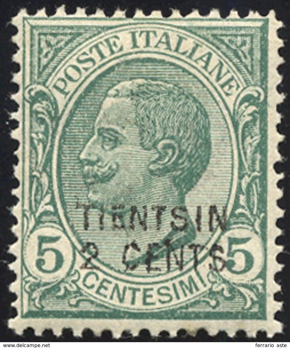 1673 TIENTSIN 1917 - 2 Cent. Su 5 Cent. Soprastampa Locale A Mano (1) , Gomma Integra, Perfetto. Bello. C... - Altri & Non Classificati