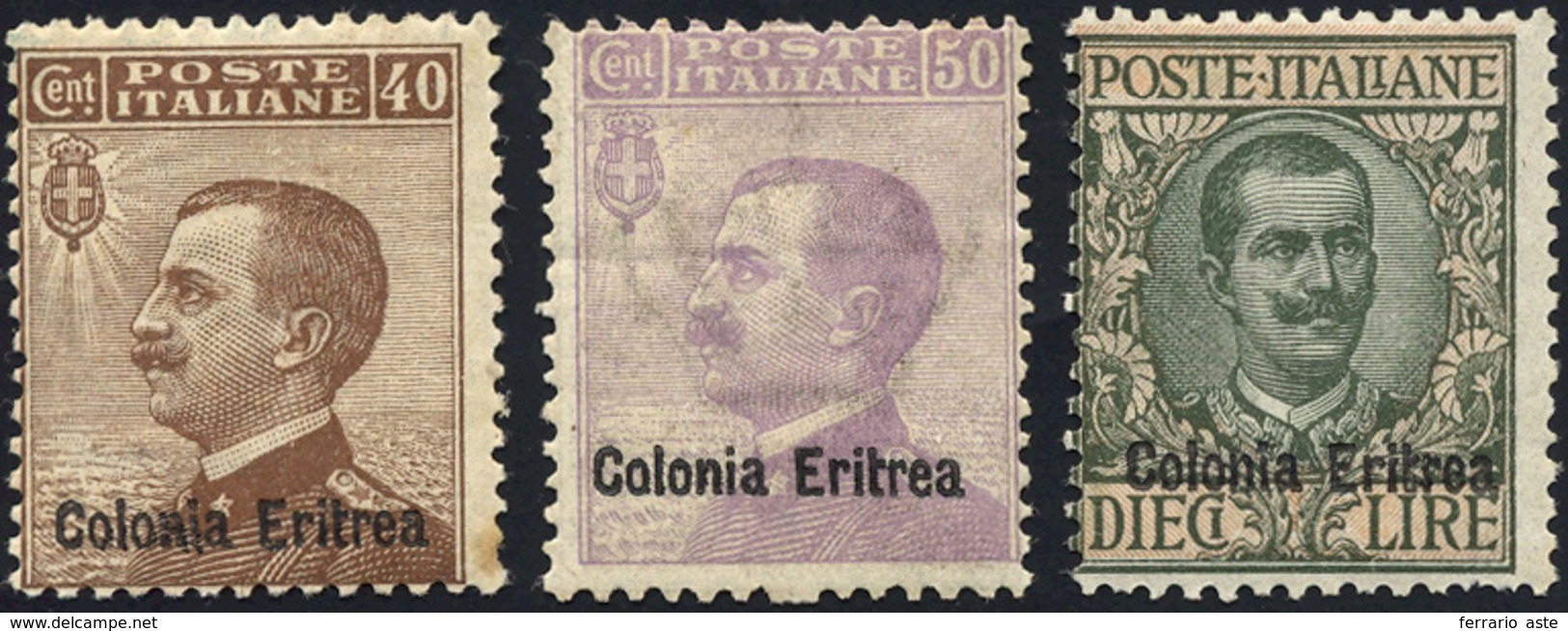 1711 1916 - Soprastampati (38/40), Gomma Integra, Perfetti. Cert. Sorani Per Il 10 Lire.... - Eritrea