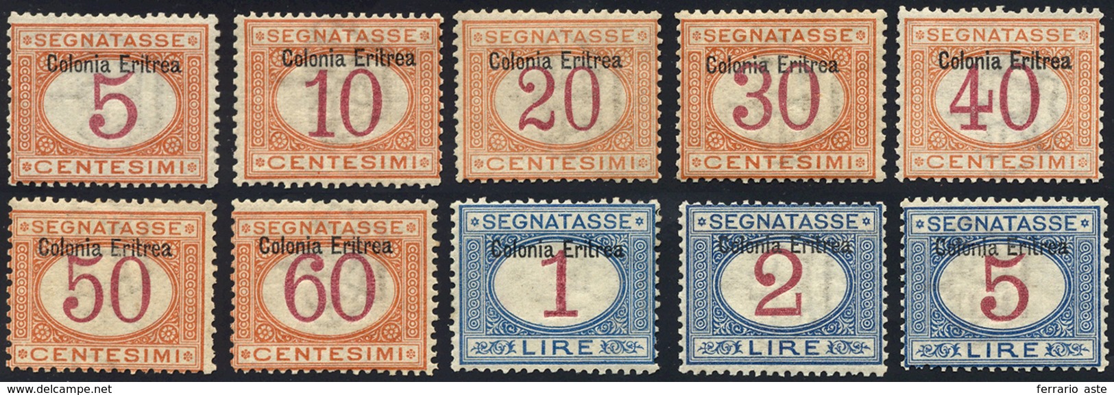 1732 SEGNATASSE 1903 - Soprastampati In Alto, 10 Valori (1/10), Gomma Integra, Perfetti. Alcuni Valori Fi... - Eritrea