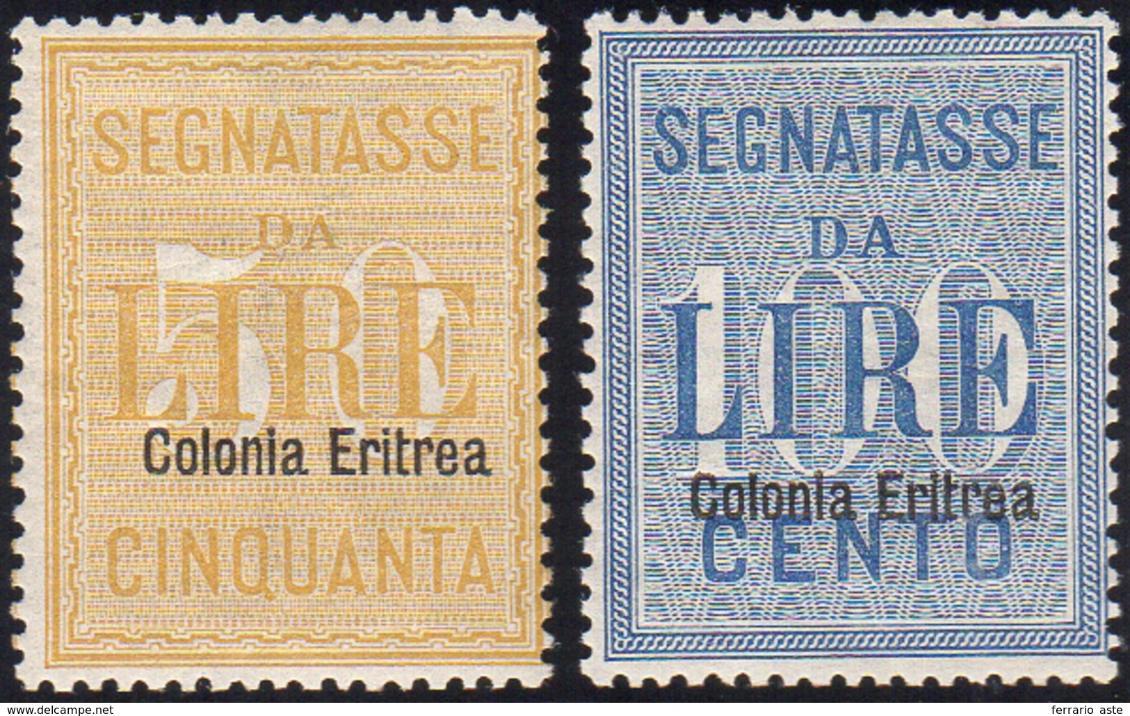 1734 SEGNATASSE 1903 - 50 E 100 Lire Soprastampati (12/13), Gomma Originale Integra, Perfetti. Molto Fres... - Eritrea