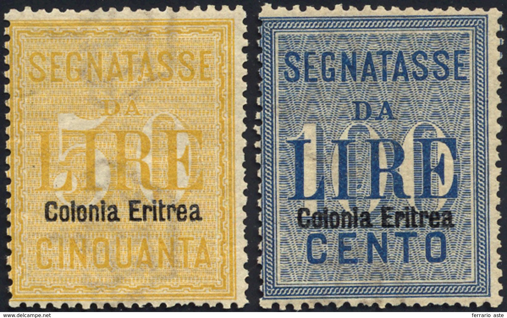 1735 SEGNATASSE 1903 - Alti Valori (12/13), Gomma Integra, Perfetti. Cert. Commerciale.... - Eritrea