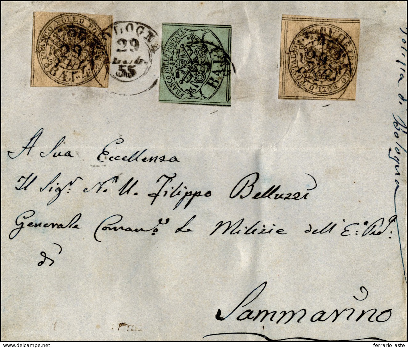 1878 INCOMING MAIL 1855 - 1 Baj Verde Grigiastro, 4 Baj Bruno Grigio Chiaro, Inchiostro Grigio Oleoso (2,... - Andere & Zonder Classificatie