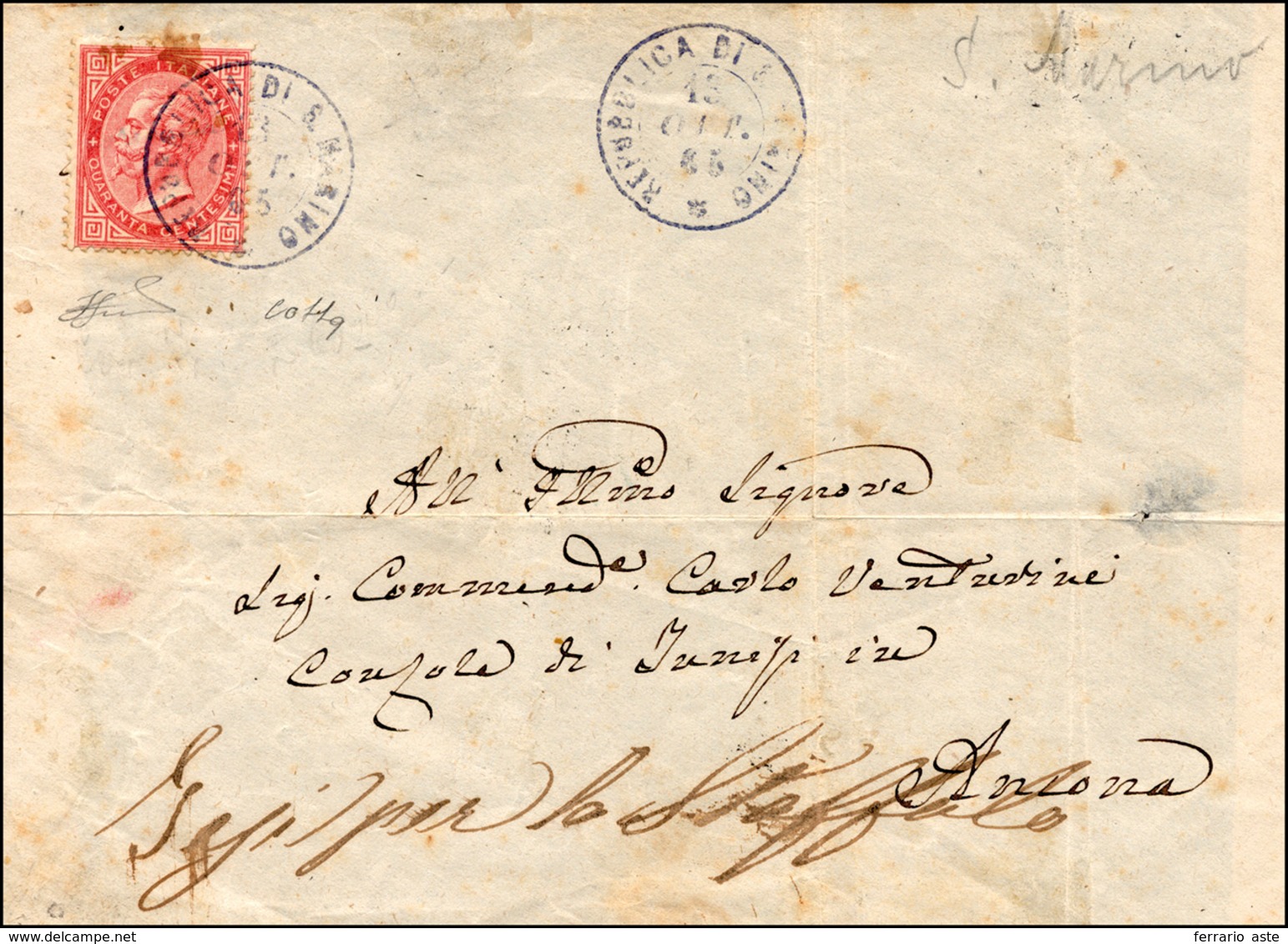 1879 1865 - 40 Cent. De La Rue, Tiratura Di Londra (E6), Ottimo Stato, Isolato Su Frontespizio Di Lettera... - Otros & Sin Clasificación