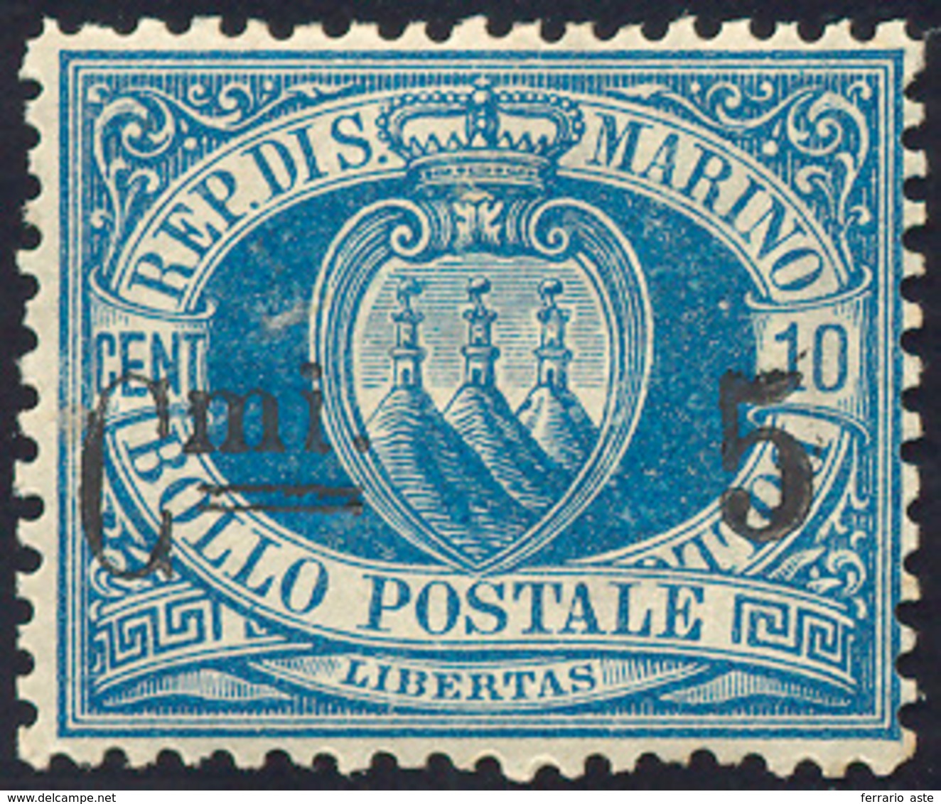 1892 1892 - 5 Cent. Su 10 Cent., Due Linee Sottili Invece Di Una Spessa (8k), Ben Centrato, Gomma Origina... - Andere & Zonder Classificatie