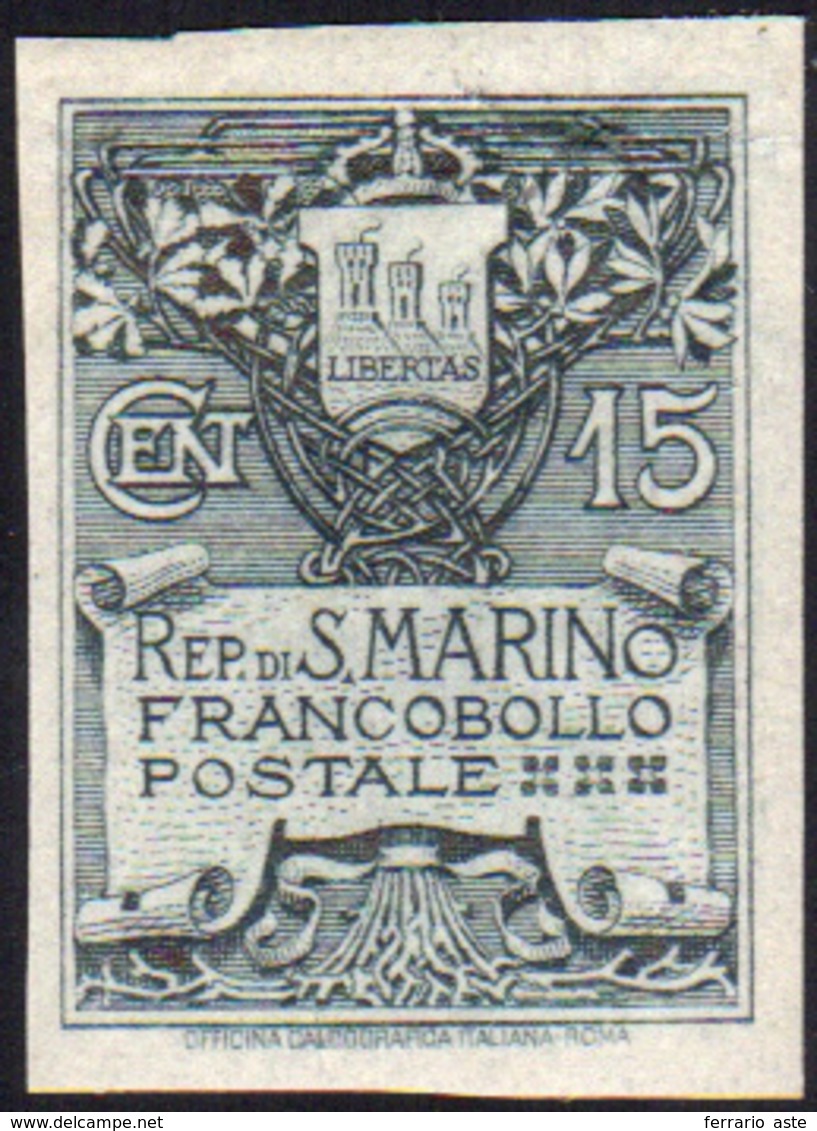 1903 1907 - 15 Cent. Stemma, Fondo Grigio Non Dentellato (48a), Gomma Originale, Perfetto. Ferrario.... - Other & Unclassified