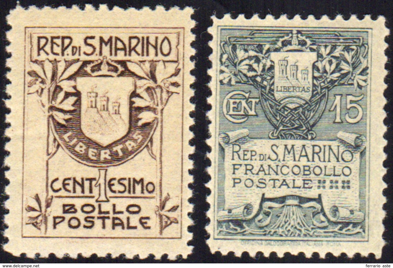1905 1910 - Stemma, Fondo Giallo (49/50), Gomma Integra, Perfetti. Cert. Ferrario.... - Otros & Sin Clasificación