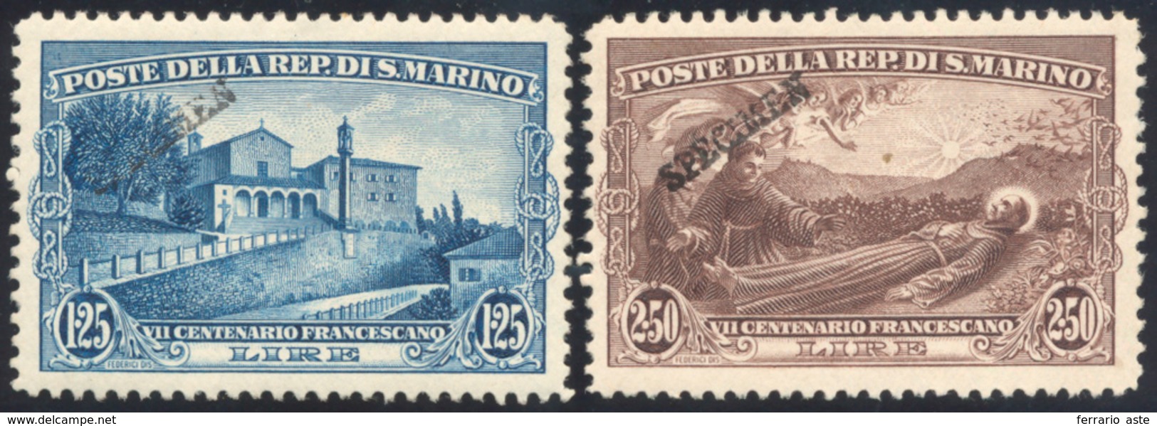 1918 1928 - 1,25 Lire E 2,50 Lire S. Francesco (138,139), Soprastampati "specimen", Gomma Originale Integ... - Other & Unclassified