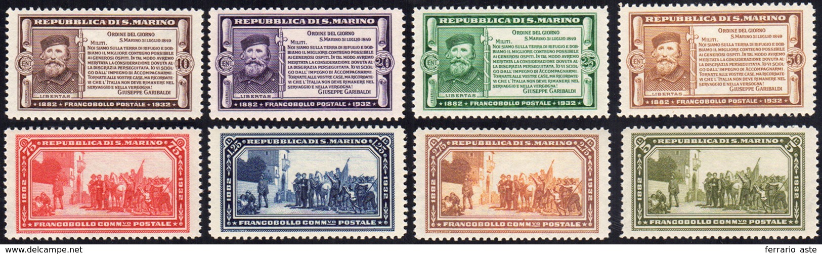 1921 1932 - Garibaldi (168/175), Gomma Integra, Perfetti. Belli! Cert. Diena Per I Due Alti Valori.... - Other & Unclassified