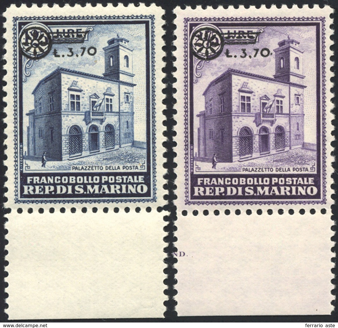 1923 1934 - Palazzetto Soprastampati (184/185), Bordo Di Foglio, Gomma Integra, Perfetti. Cert. Diena.... - Altri & Non Classificati