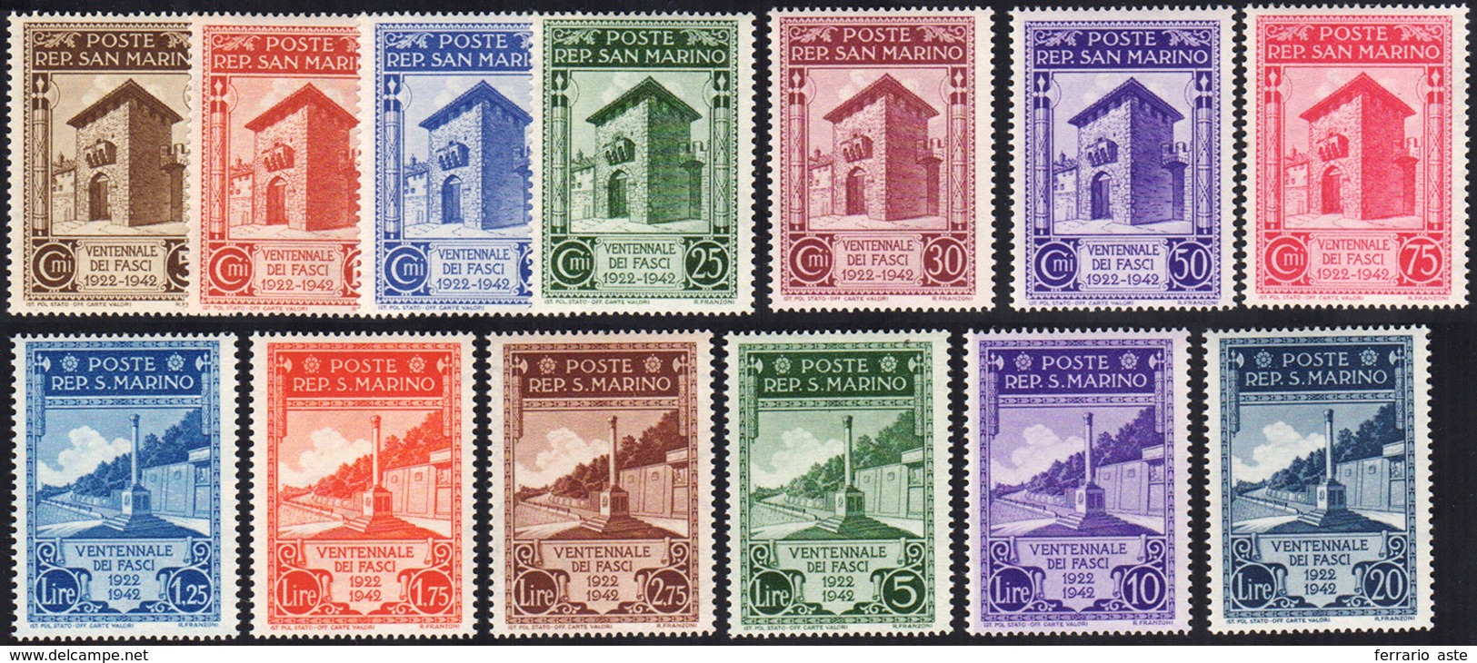 1927 1943 - Ventennale Dei Fasci, Non Emessi (240/252), Ottima Centratura, Gomma Integra, Perfetti.... - Otros & Sin Clasificación