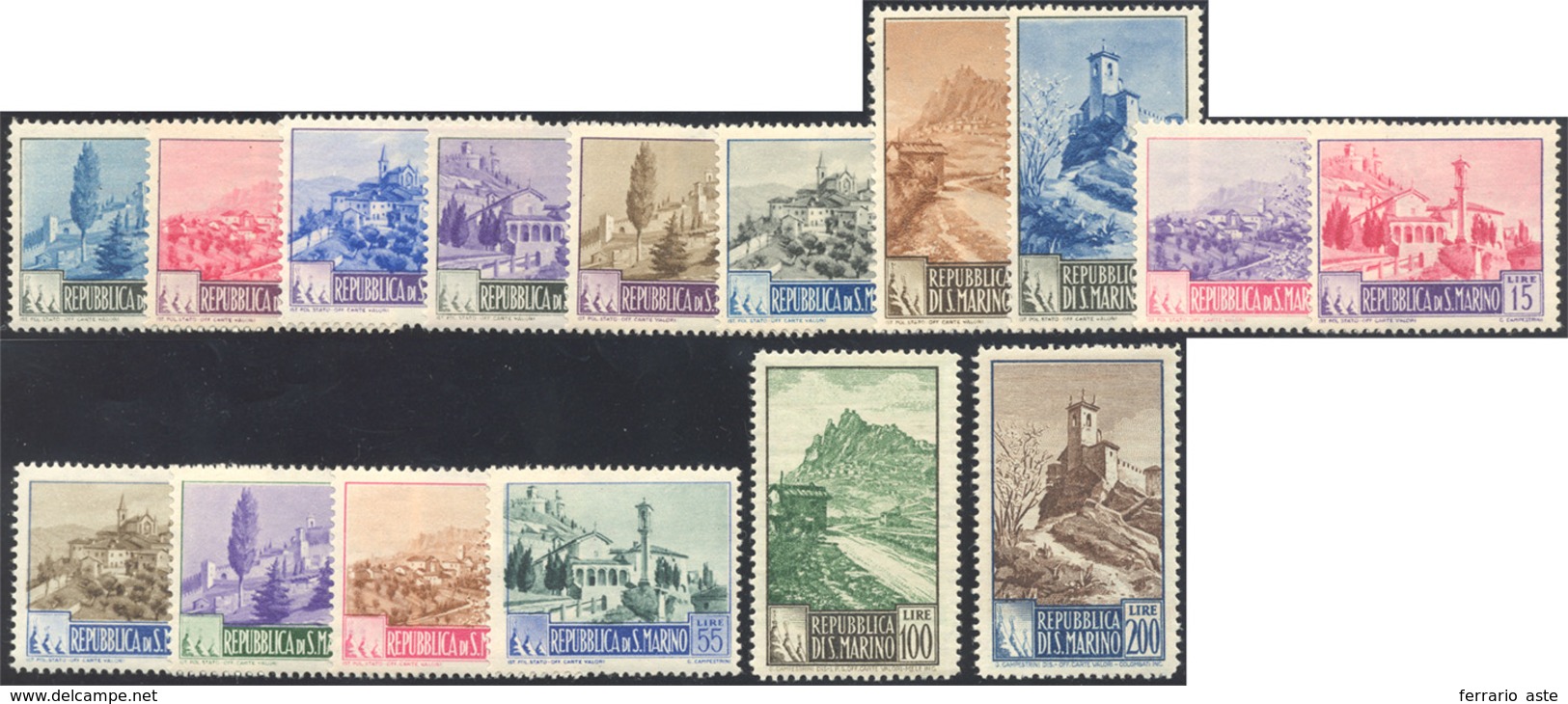 1931 1949/50 - Paesaggi (342/355), Gomma Originale, Perfetti. Cert. SPR.... - Otros & Sin Clasificación