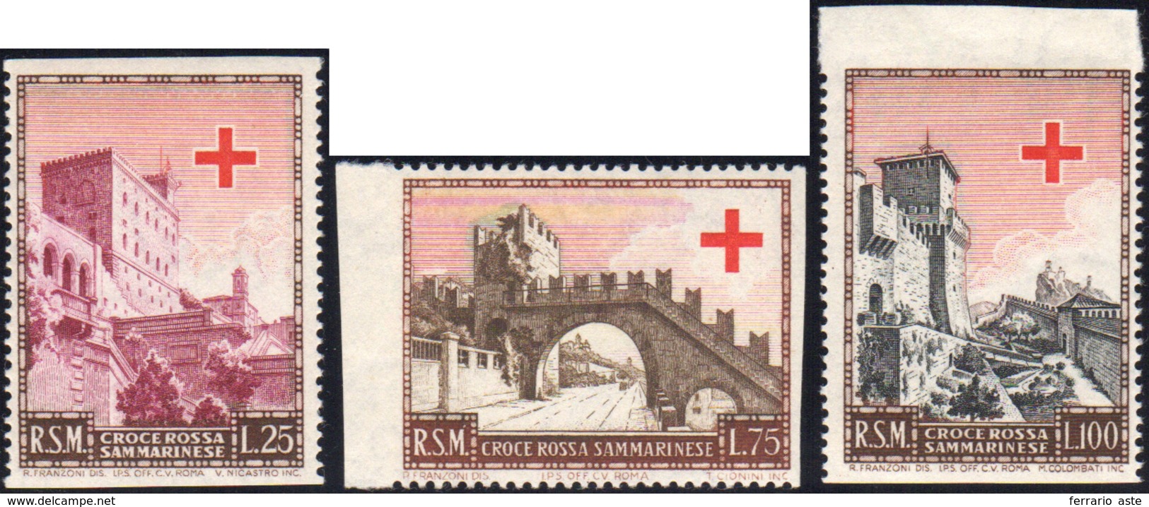 1933 1951 - Pro Croce Rossa, Serie Completa Non Dentellati Orizzontalmente O Verticalmente (369b,370c,371... - Altri & Non Classificati
