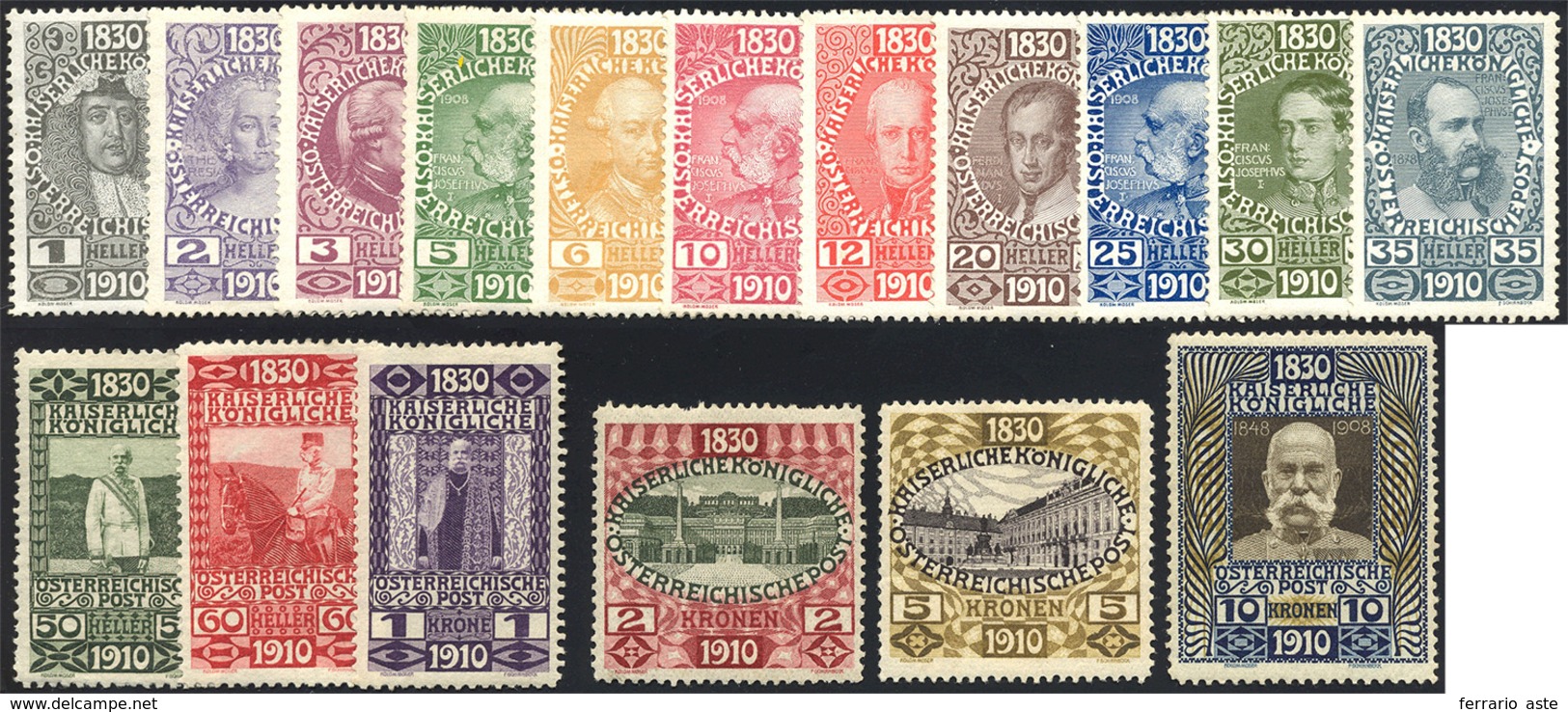 2027 AUSTRIA 1910 - 80° Compleanno Di Francesco Giuseppe I (119/135), Gomma Integra, Perfetti. Cert. Rayb... - Europe (Other)