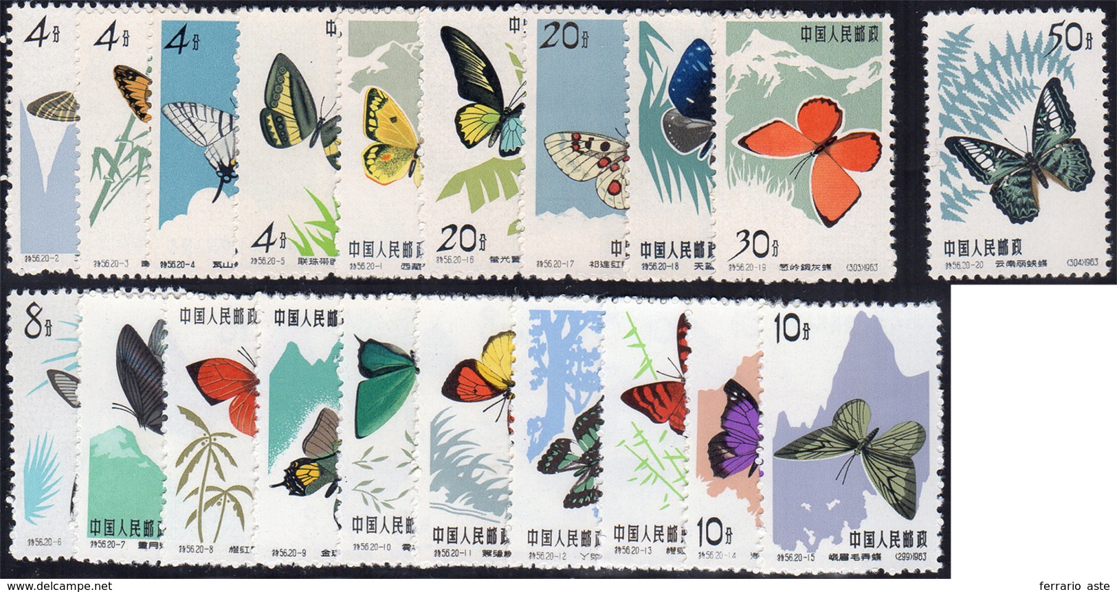 2151 1963 - Butterflies, Complete Set Of 20 Stamps (Yv.1446/1465, M. 689/698+726/735), O.g., MNH.... - Otros & Sin Clasificación