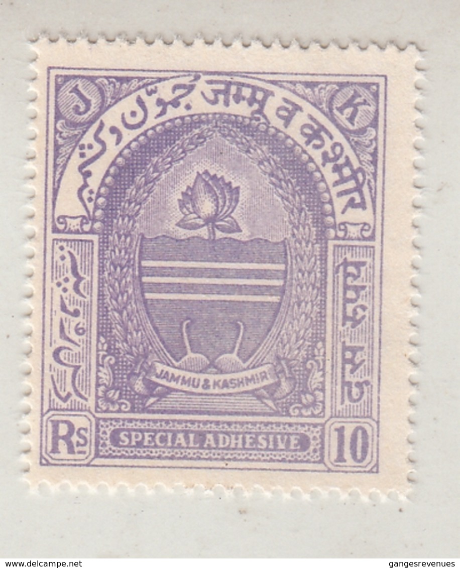 JAMMU & KASHMIR  State  10 Rs  Special Adhesive  Revenue  # 13444 Inde Indien India Fiscal Revenue - Jammu & Kashmir