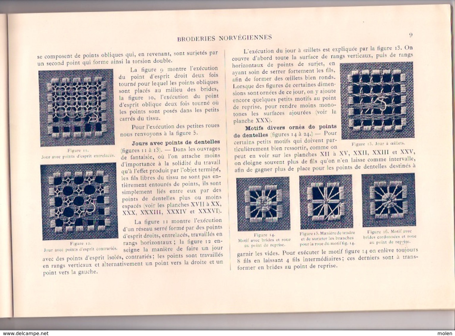 BRODERIES NORVEGIENNES BIBLIOTHEQUE DMC Ca1930 BRODERIE D.M.C. POINT DE CROIX CROSS STITCH KRUISSTEEK DENTELLE Z252 - Autres & Non Classés