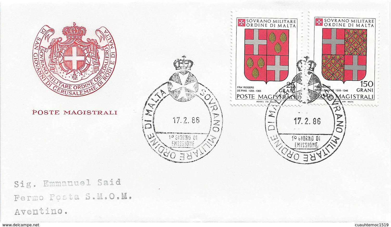 Malta - Malteserorden 1986: 2x FDC Mit Nr. 251-255 #X77 - Malta (Orden Von)