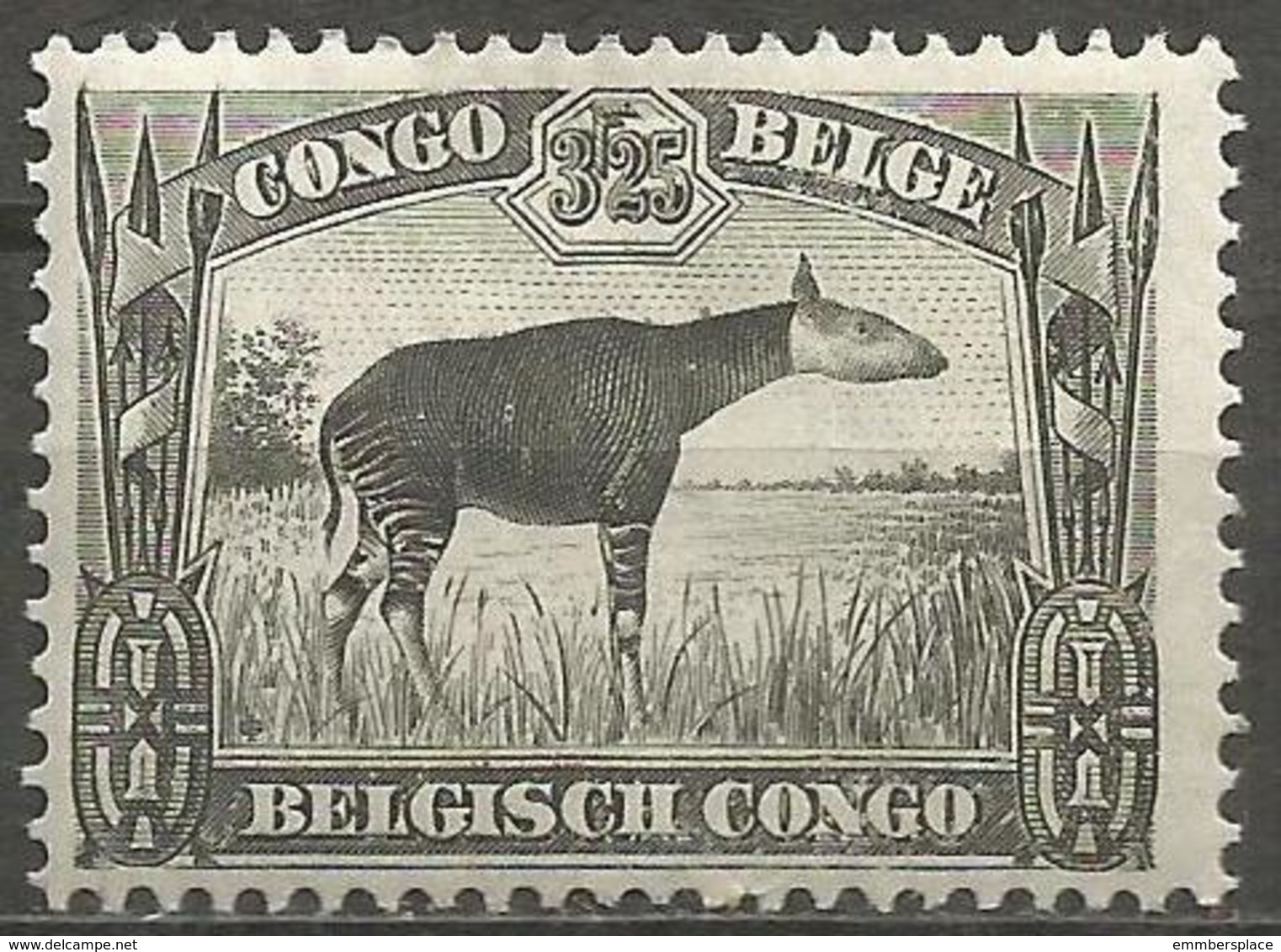 Belgian Congo - 1931 Okapi 3.25f Fresh MH *    SG 192  Sc 152 - Unused Stamps