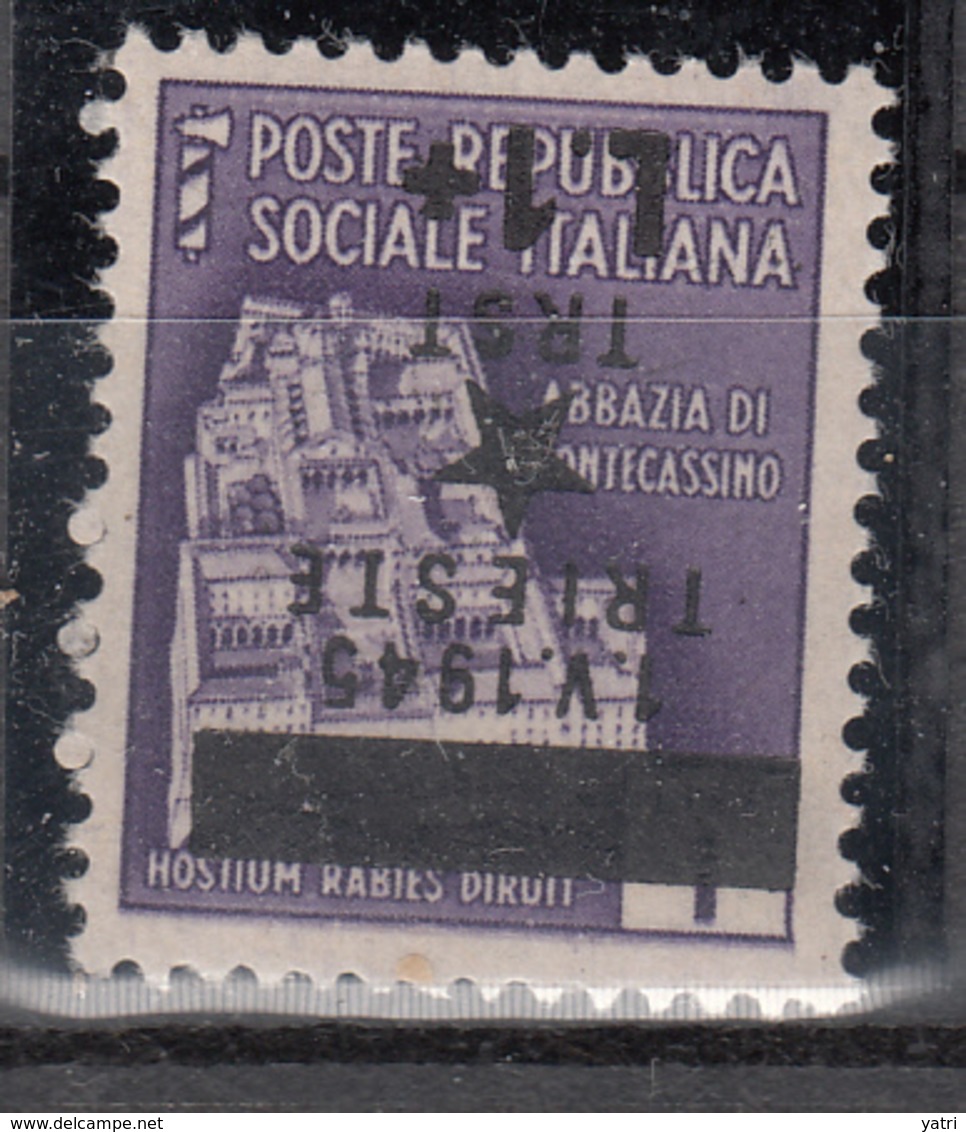 Occup. Jugoslava Di Trieste (1945) - 1 Lira Su 1 Lira Con Soprastampa Capovolta ** - Occ. Yougoslave: Trieste