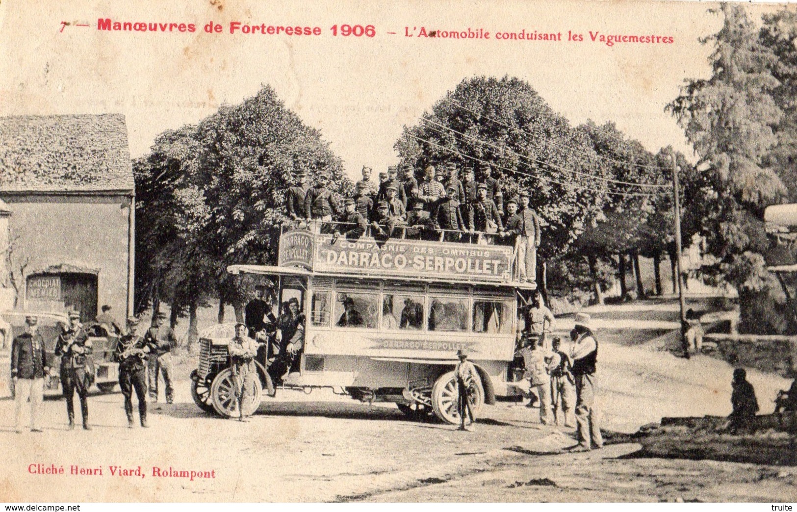 ROLAMPONT MANOEUVRES DE FORTERESSE 1906 L'AUTOMOBILE CONDUISANT LES VAGUEMESTRES (AUTOBUS) - Autres & Non Classés