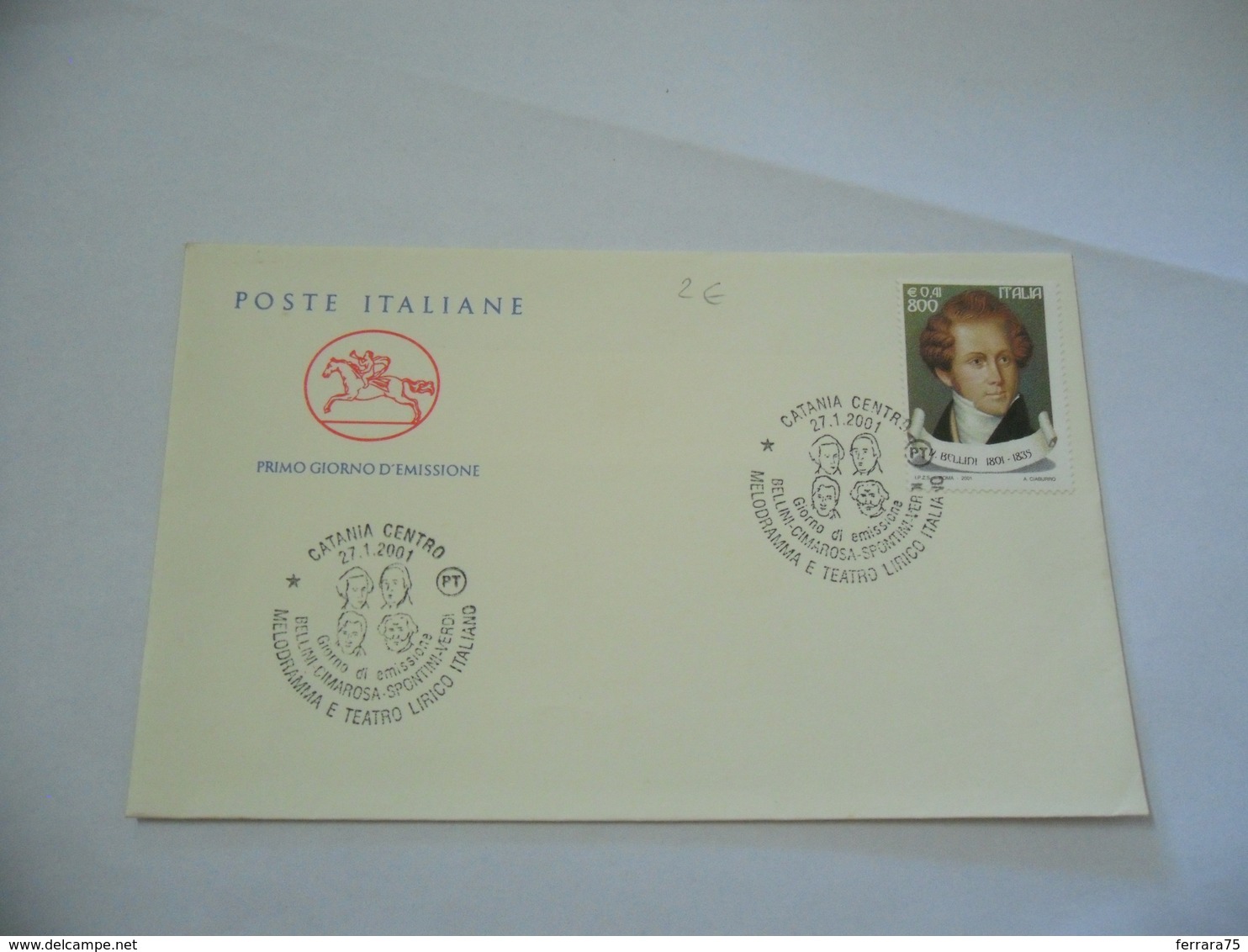 BUSTA PRIMO GIORNO  FDC   POSTE ITALIANE CATANIA BELLINI - FDC