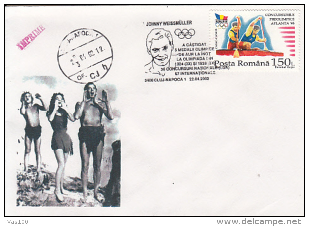 CINEMA, JOHNNY WEISSMULLER, TARZAN, SWIMMING, SPECIAL COVER, 2002, ROMANIA - Cinema