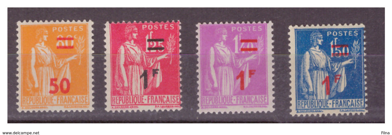 FRANCIA - 1940/1941 - FRANCOBOLLI DEL 1932-1938 SOPRASTAMPATI CON NUOVO VALORE. - MH* - 1939-44 Iris