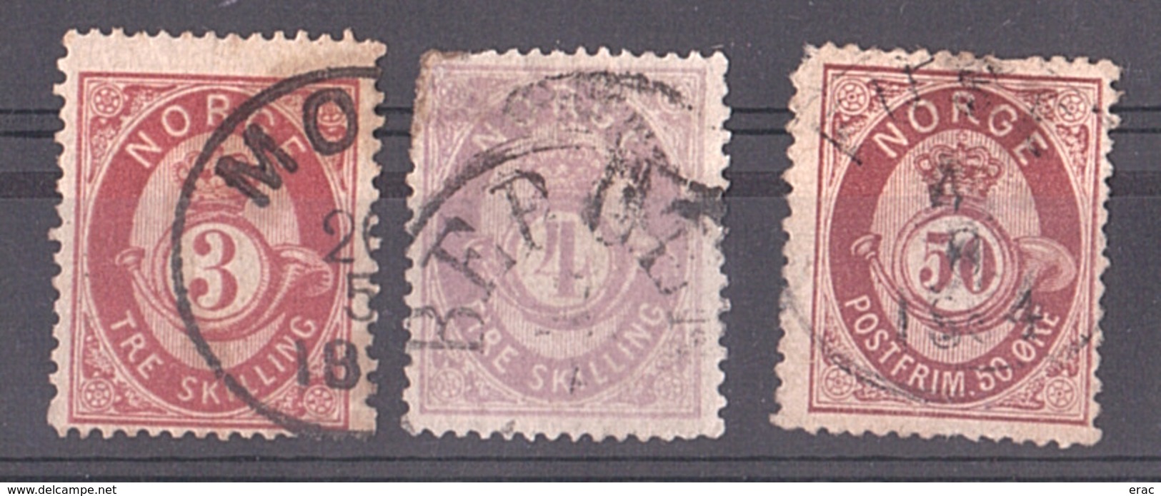 Norvège - 1871/78 - N° 18, 19 Et 30 - Cor Ombré - Ungebraucht