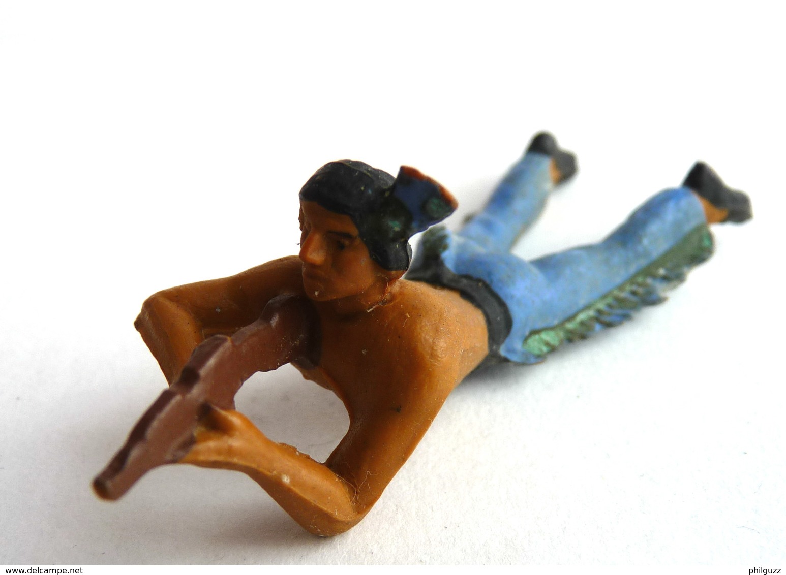 FIGURINE STARLUX - INDIEN  Ancien FIGURINE STARLUX INDIEN TIREUR FUSIL COUCHE - Starlux