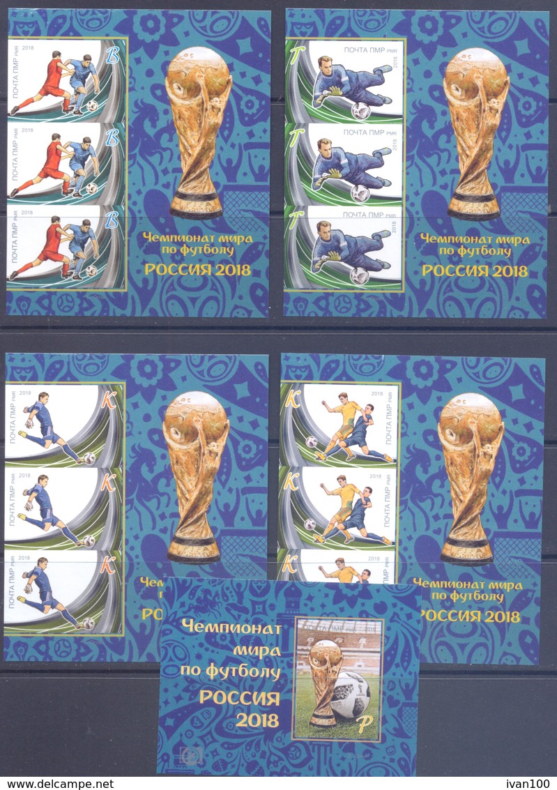 2018.   World Football Cup Russia'2018,  3 Sets In Strips  + S/s IMPERFORATED, Mint/** - 2018 – Rusia