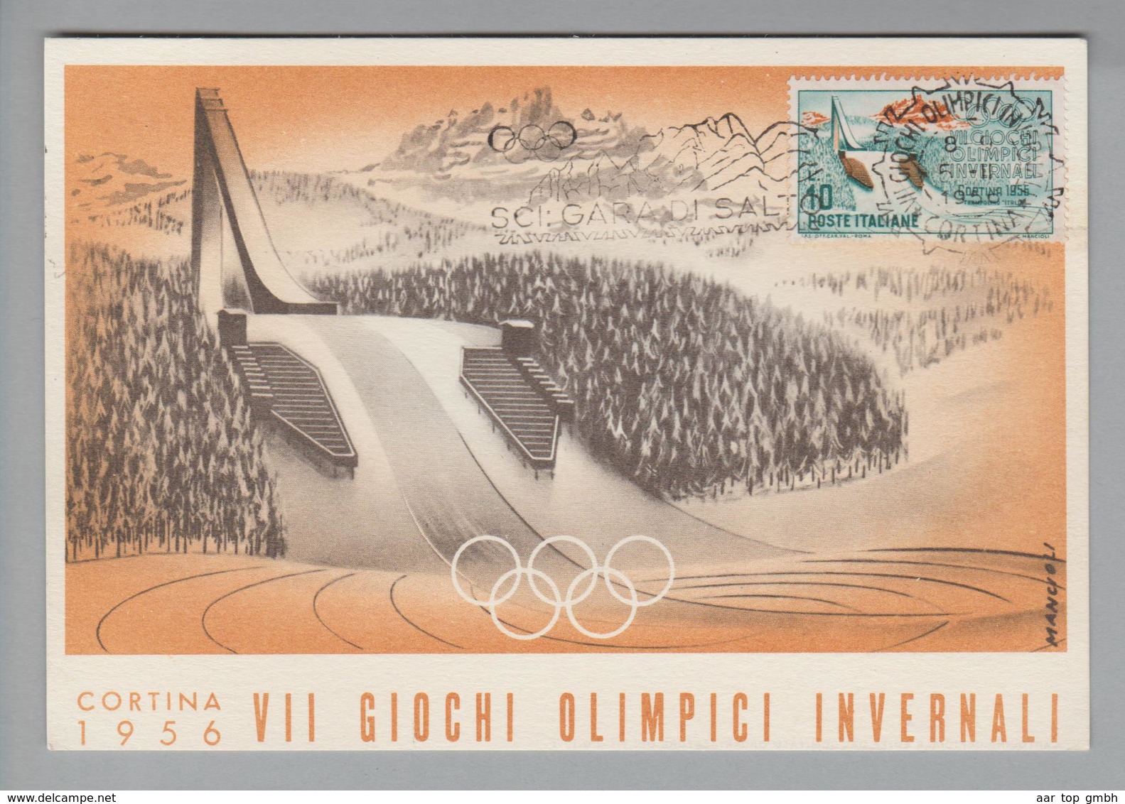 Motiv Olympia 1956 Cortina Maximumkarte Sprungschanze - Inverno1956: Cortina D'Ampezzo