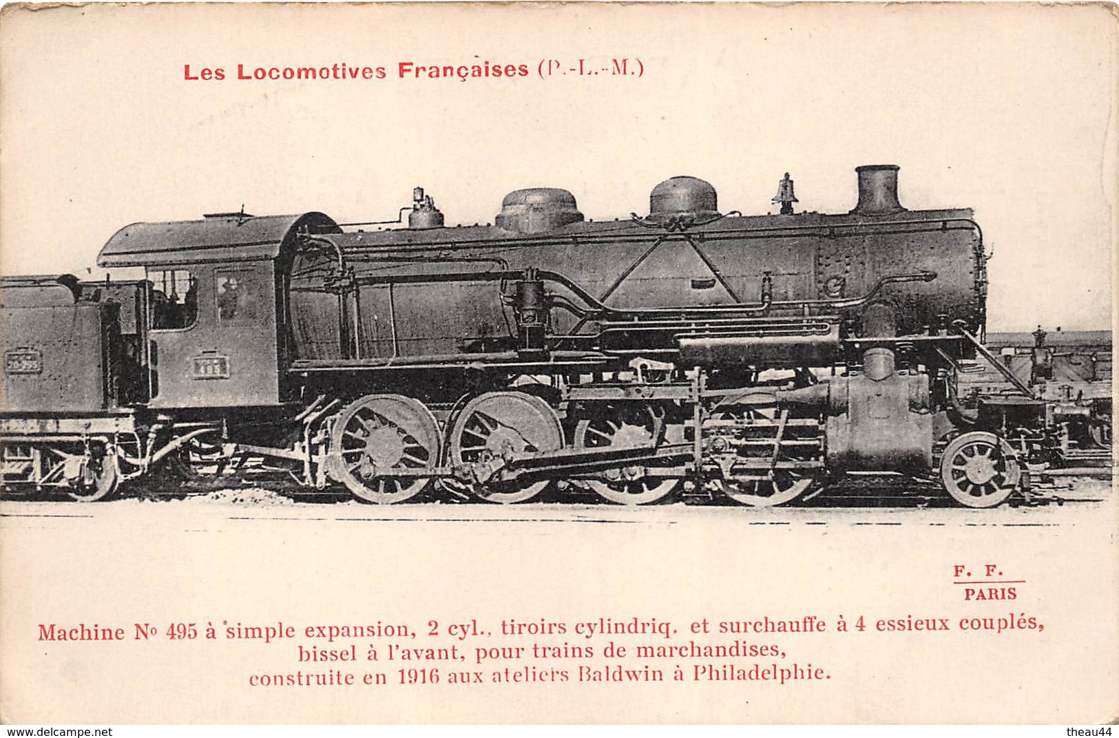 ¤¤   -  Locomotives Du P.L.M.   -  Machine N ° 495   -  Train , Chemin De Fer  -  ¤¤ - Trains