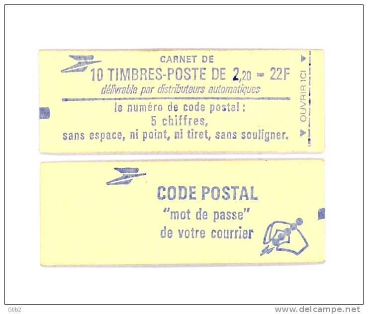 CARNET 2376-C 1 Liberté De Delacroix "CODE POSTAL" Fermé SOUS FACIALE Parfait état Bas Prix - Autres & Non Classés