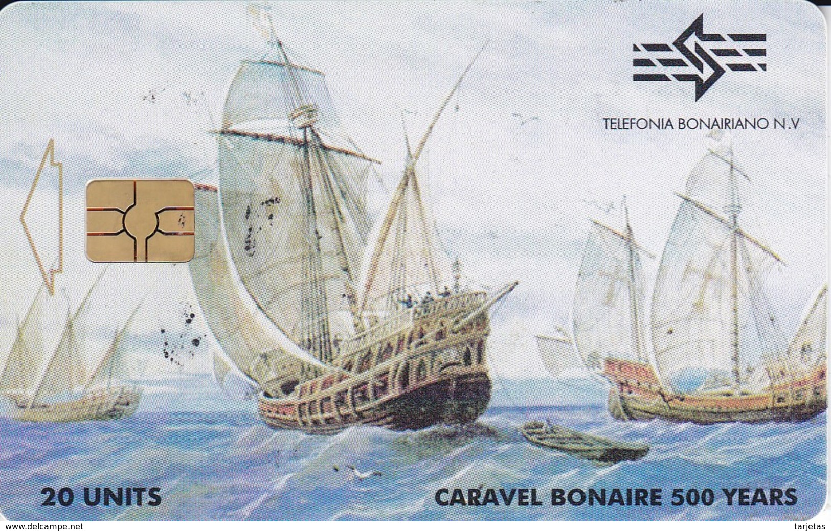 TARJETA DE BONAIRE DE UNA CARAVELA (BARCO-SHIP) - Antillen (Niederländische)