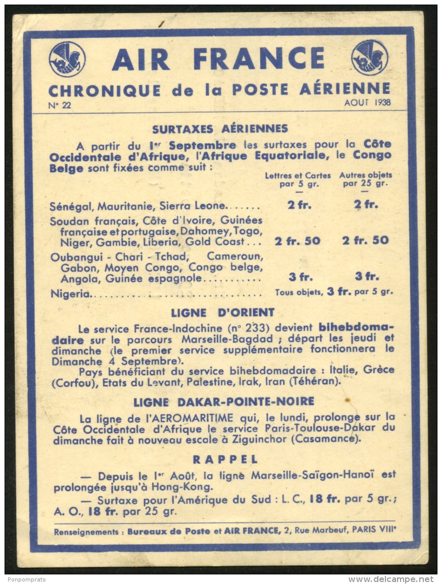 Carte Publicitaire Air France Affranchie Par EMA 1938 - 1960-.... Lettres & Documents