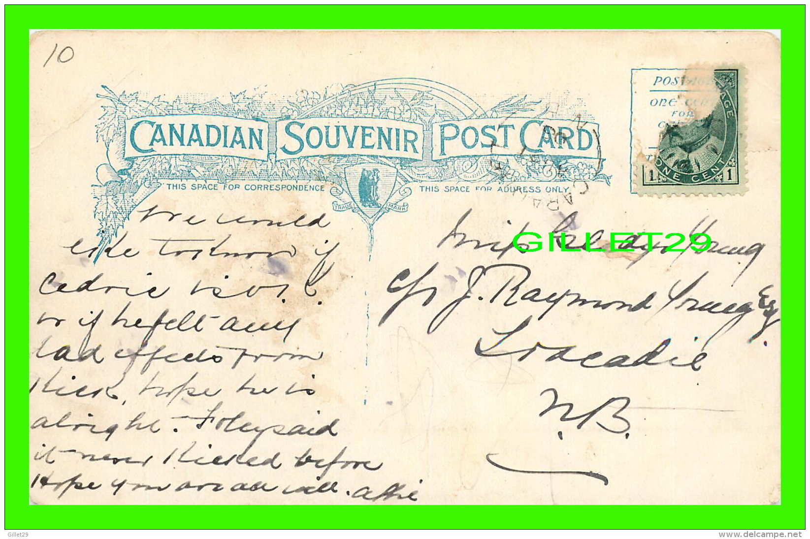 FREDERICTON, NB - CHRIST CHURCH CATHEDRAL FROM KING STREET - TRAVEL IN 1906 - CANADIAN SOUVENIR POST CARD - WARWIC BROS - Fredericton