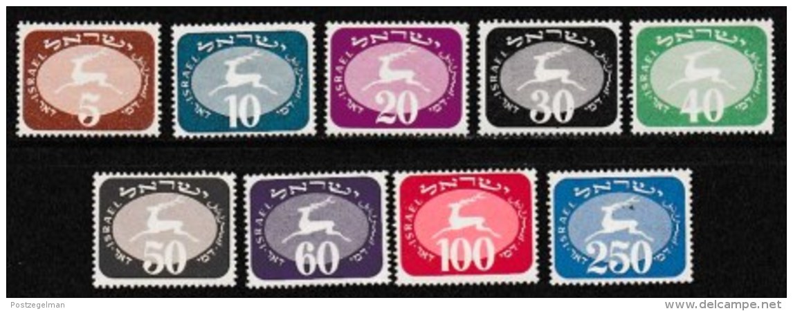 ISRAEL, 1952, Mint Never Hinged Stamp(s),  Postage Due,  SG D73-81, Scan 17000, - Ongebruikt (zonder Tabs)