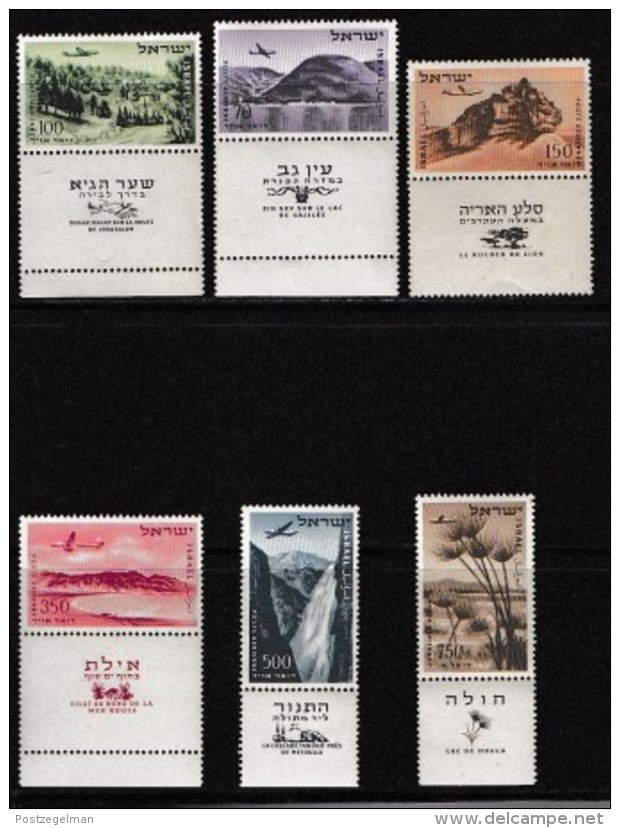 ISRAEL, 1953, Mint Never Hinged Stamp(s), Air 6 Values Only,  SG 76=82a, Scan 17004,  With Tab(s) - Unused Stamps (without Tabs)