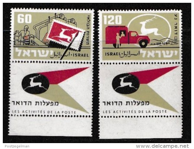 ISRAEL, 1959, Mint Never Hinged Stamp(s), Postal Administration,  SG 155-158,  Scan 17044, With Tab(s) - Ongebruikt (met Tabs)