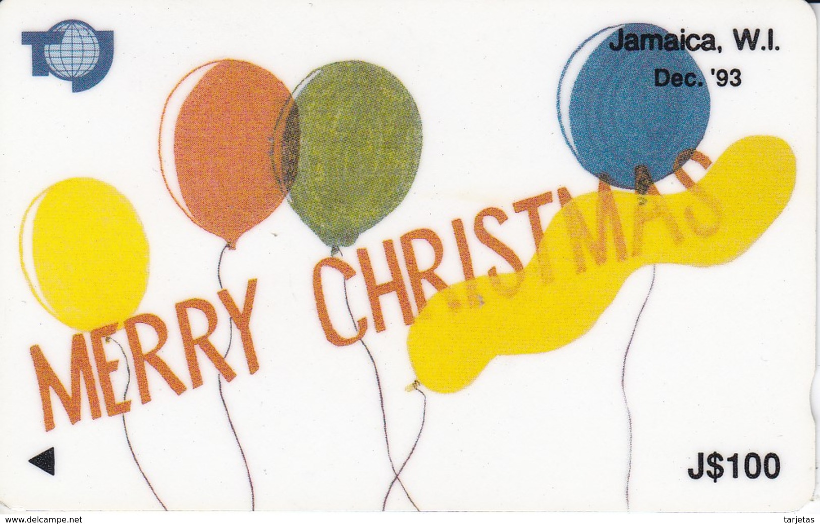 TARJETA DE JAMAICA DE 100$ DE MERRY CHRISTMAS (NAVIDAD)  16JAMC - Jamaica